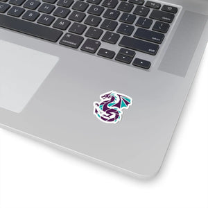 Teal & Purple Geometric Dragon Sticker Kiss-cut Fantasy Laptop Decal - Decorative Stickers
