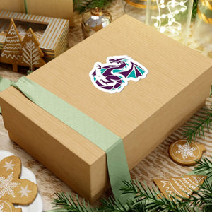 Teal & Purple Geometric Dragon Sticker Kiss-cut Fantasy Laptop Decal - Decorative Stickers