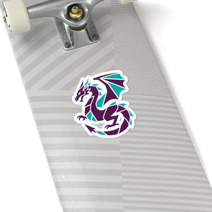 Teal & Purple Geometric Dragon Sticker Kiss-cut Fantasy Laptop Decal - Decorative Stickers