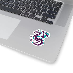 Teal & Purple Geometric Dragon Sticker Kiss-cut Fantasy Laptop Decal - Decorative Stickers