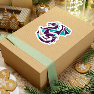 Teal & Purple Geometric Dragon Sticker Kiss-cut Fantasy Laptop Decal - Decorative Stickers