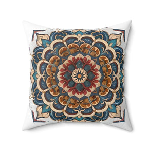 Red Mandal Geometric – Spun Polyester Square - Dipaliz - Throw Pillows