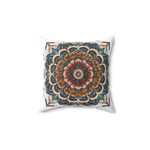 Red Mandal Geometric – Spun Polyester Square - Dipaliz - Throw Pillows