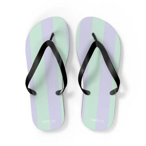 Teal Striped Flip Flops Eva Sole Summer Comfort - Dipaliz - l / Black Sole - Slippers