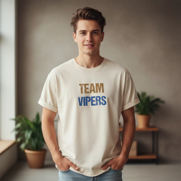 Custom Vipers Glitter Sports Tee Wide Ribbed Collar Dipaliz - T-shirt
