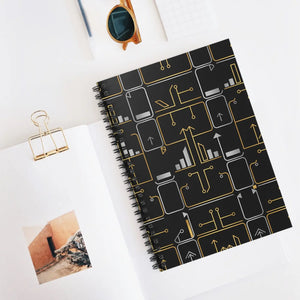 Silver Circuit Pattern Spiral Notebook - Tech Gift - Dipaliz - Journals