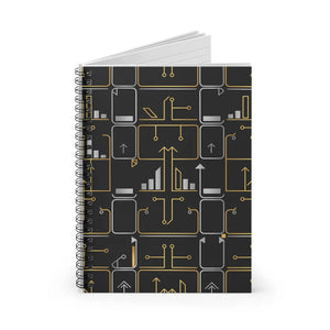 Silver Circuit Pattern Spiral Notebook - Tech Gift - Dipaliz - Journals
