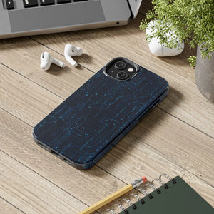 Tech Circuit Tough Phone Case - Blue Digital Design - Dipaliz