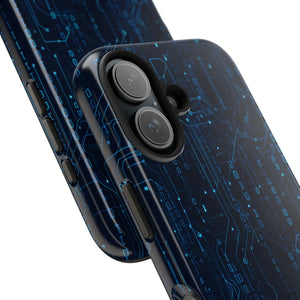 Tech Circuit Tough Phone Case - Blue Digital Design - Dipaliz