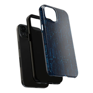 Tech Circuit Tough Phone Case - Blue Digital Design - Dipaliz