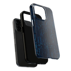 Tech Circuit Tough Phone Case - Blue Digital Design - Dipaliz
