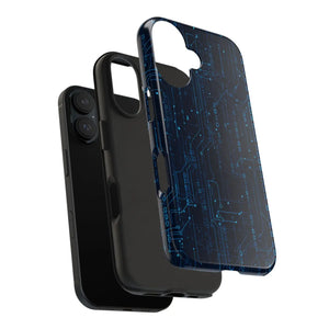 Tech Circuit Tough Phone Case - Blue Digital Design - Dipaliz