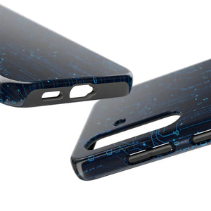 Tech Circuit Tough Phone Case - Blue Digital Design - Dipaliz