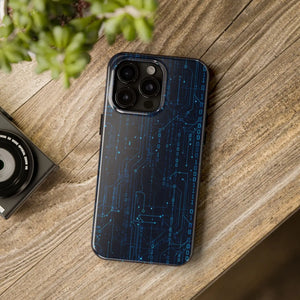 Tech Circuit Tough Phone Case - Blue Digital Design - Dipaliz
