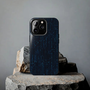 Tech Circuit Tough Phone Case - Blue Digital Design - Dipaliz