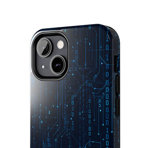 Tech Circuit Tough Phone Case - Blue Digital Design - Dipaliz