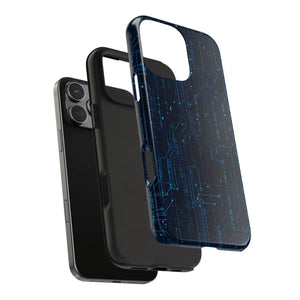 Tech Circuit Tough Phone Case - Blue Digital Design - Dipaliz