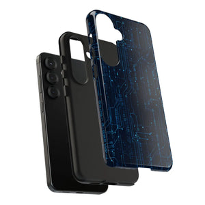 Tech Circuit Tough Phone Case - Blue Digital Design - Dipaliz