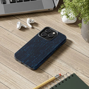 Tech Circuit Tough Phone Case - Blue Digital Design - Dipaliz