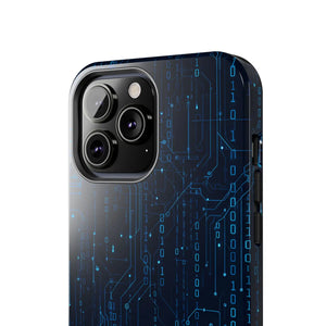 Tech Circuit Tough Phone Case - Blue Digital Design - Dipaliz