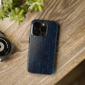 Tech Circuit Tough Phone Case - Blue Digital Design - Dipaliz