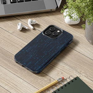 Tech Circuit Tough Phone Case - Blue Digital Design - Dipaliz
