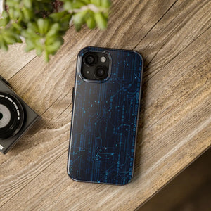 Tech Circuit Tough Phone Case - Blue Digital Design - Dipaliz