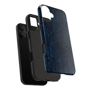 Tech Circuit Tough Phone Case - Blue Digital Design - Dipaliz