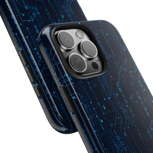 Tech Circuit Tough Phone Case - Blue Digital Design - Dipaliz