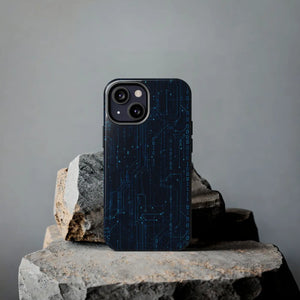Tech Circuit Tough Phone Case - Blue Digital Design - Dipaliz
