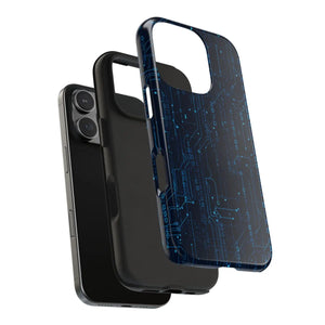 Tech Circuit Tough Phone Case - Blue Digital Design - Dipaliz