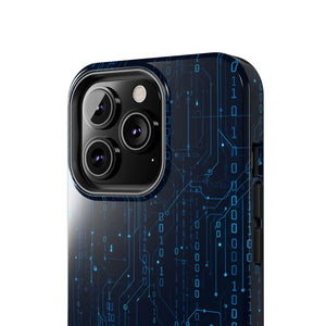 Tech Circuit Tough Phone Case - Blue Digital Design - Dipaliz
