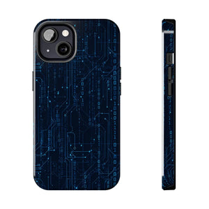 Tech Circuit Tough Phone Case - Blue Digital Design - Dipaliz - Iphone 13