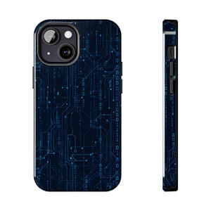 Tech Circuit Tough Phone Case - Blue Digital Design - Dipaliz - Iphone 13 Mini