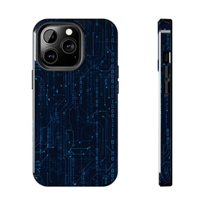 Tech Circuit Tough Phone Case - Blue Digital Design - Dipaliz - Iphone 13 Pro