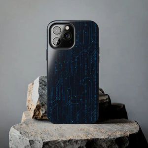 Tech Circuit Tough Phone Case - Blue Digital Design - Dipaliz - Iphone 13 Pro Max