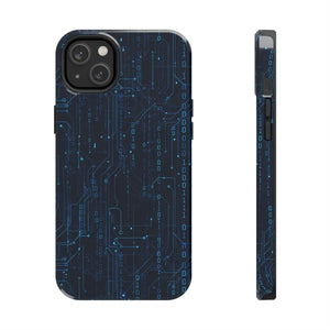 Tech Circuit Tough Phone Case - Blue Digital Design - Dipaliz - Iphone 14 Plus