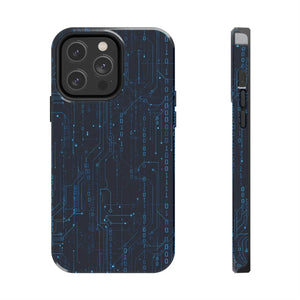 Tech Circuit Tough Phone Case - Blue Digital Design - Dipaliz - Iphone 14 Pro Max