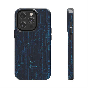 Tech Circuit Tough Phone Case - Blue Digital Design - Dipaliz - Iphone 14 Pro