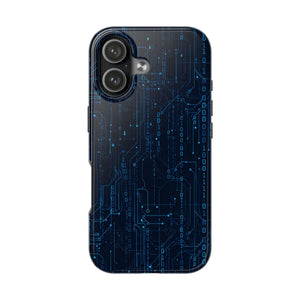 Tech Circuit Tough Phone Case - Blue Digital Design - Dipaliz - Iphone 17