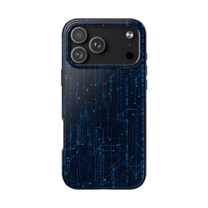 Tech Circuit Tough Phone Case - Blue Digital Design - Dipaliz - Iphone 17 Pro Max