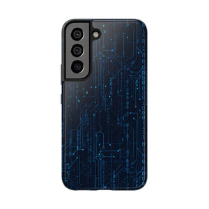 Tech Circuit Tough Phone Case - Blue Digital Design - Dipaliz - Samsung Galaxy S22