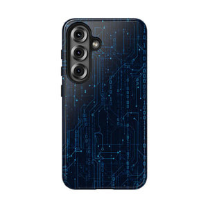 Tech Circuit Tough Phone Case - Blue Digital Design - Dipaliz - Samsung Galaxy S25