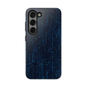 Tech Circuit Tough Phone Case - Blue Digital Design - Dipaliz - Samsung Galaxy S23