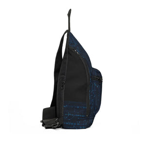 Minimalist Tech Grid Sling Bag Navy Circuit Design Dipaliz - Cross Body Bags
