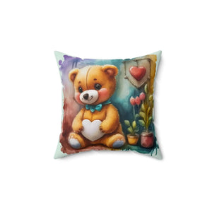 Teddy Bear Spun Polyester Square Pillow - Dipaliz - Throw Pillows