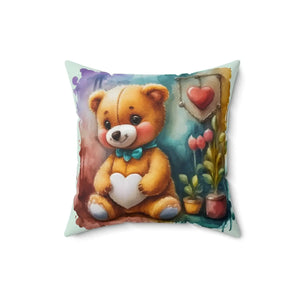 Teddy Bear Spun Polyester Square Pillow - Dipaliz - Throw Pillows