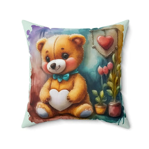 Teddy Bear Spun Polyester Square Pillow - Dipaliz - Throw Pillows
