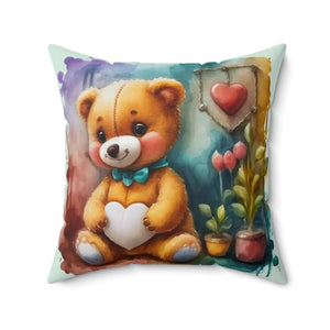 Teddy Bear Spun Polyester Square Pillow - Dipaliz - Throw Pillows