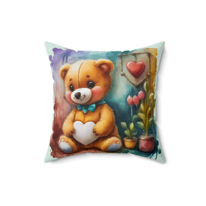 Teddy Bear Spun Polyester Square Pillow - Dipaliz - Throw Pillows